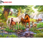 Алмазная вышивка Huacan полный комплект лошадь 5D Алмазная мозаика Искусство Живопись Животные Стразы картины украшение спальни