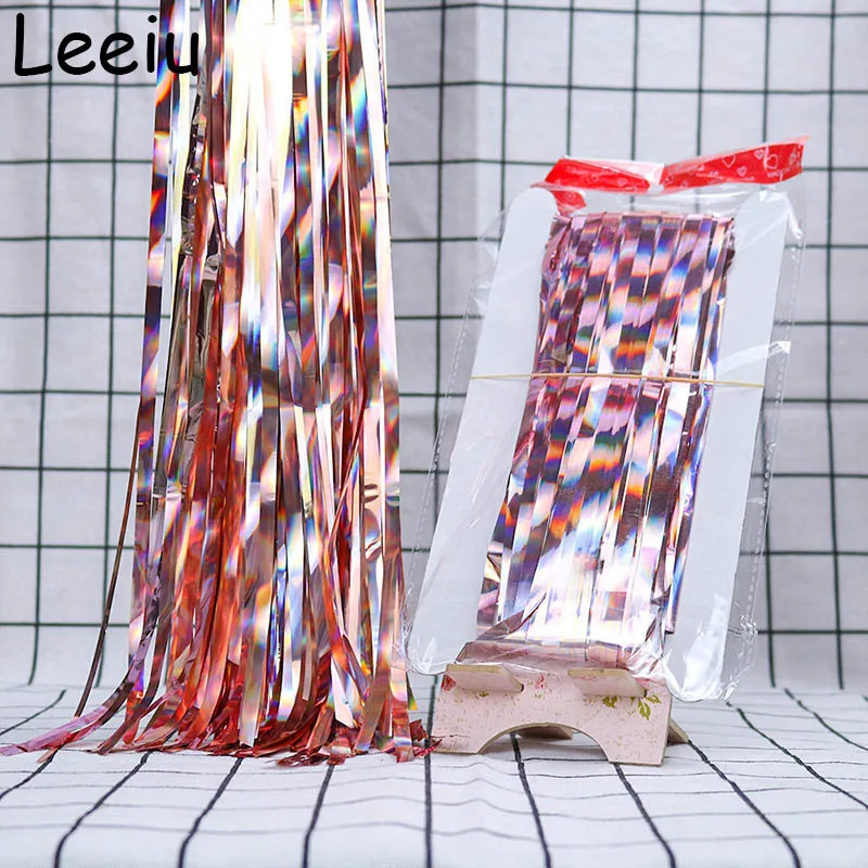 

Фон для свадебной вечеринки, занавески, блестящая розовая Золотая мишура, занавеска из фольги с бахромой для дня рождения, детский праздник,...