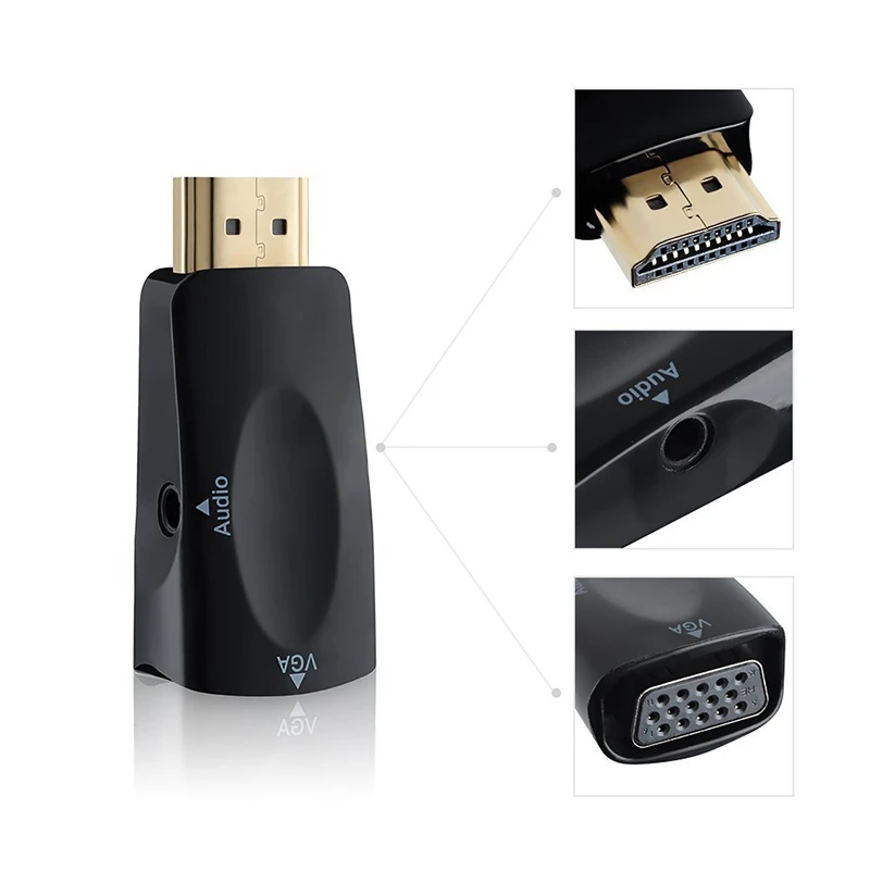 Совместимому с HDMI к VGA адаптер конвертер аудио кабель 1080P видео для ПК ноутбук HDTV |