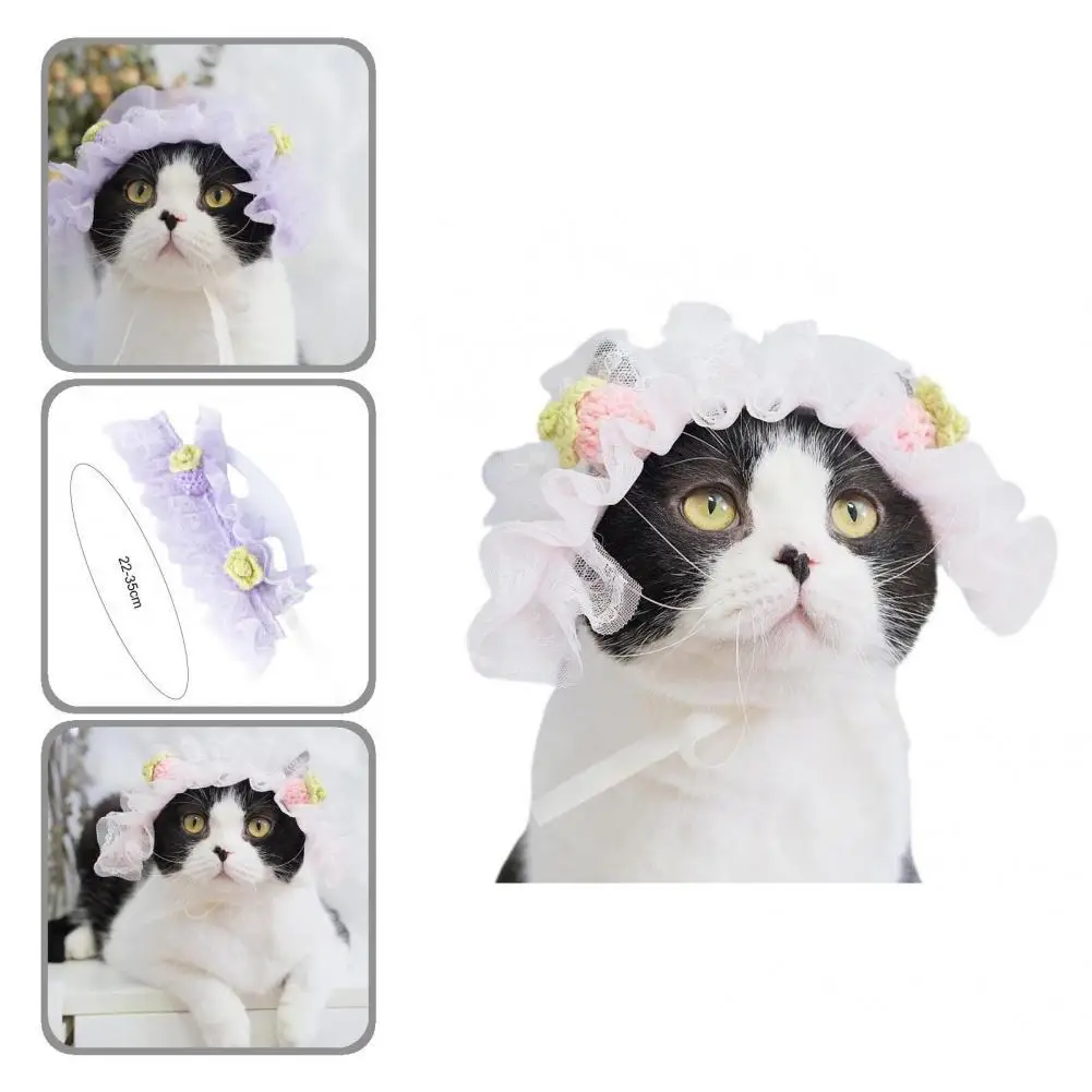 

Легкая модная кружевная заколка для собак и кошек, головной убор принцессы, хлопковая заколка для домашних животных, регулируемая для дома