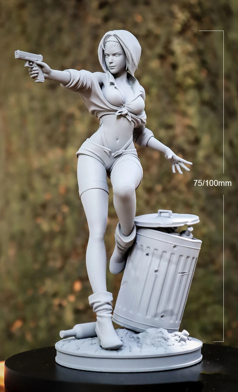 

1/24 75mm 1/18 100mm Resin Model Lovely Gril Soldier Figure Unpainted No Color RW-341