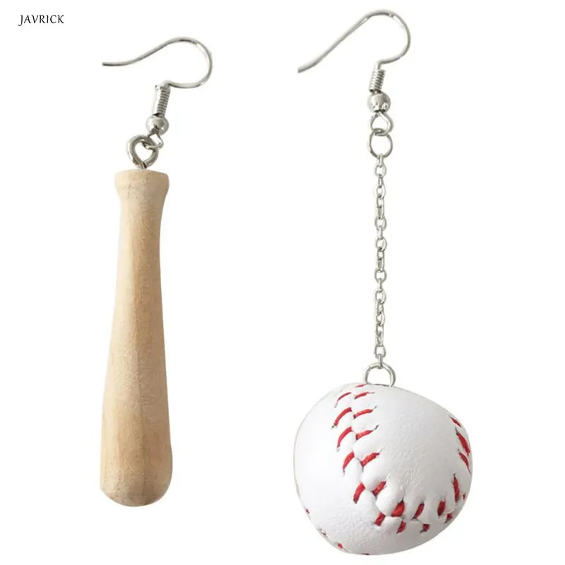 Спортивная одежда деревянные висячие серьги асимметричные бейсбольные сережки
