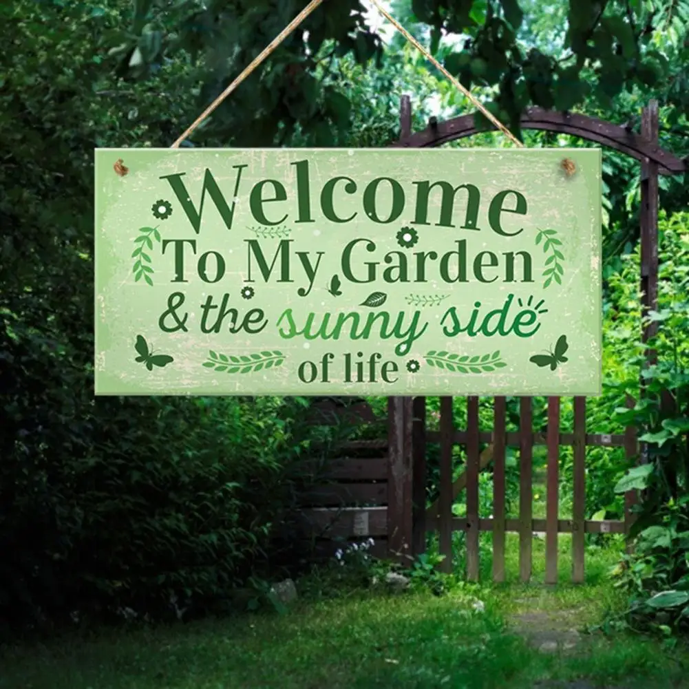 

Green Color 1 Set Great Garden Hanging Plaques Sign Wood Decorative Plaque Eco-friendly for Patio