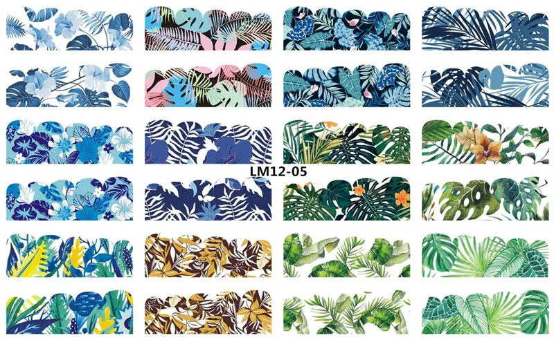 12 Designs Watermark Nail Art Decoration Water Decals Flower Flamingo Bird Rose Sticker Manicure Sliders Adhesive Tip BN913-924