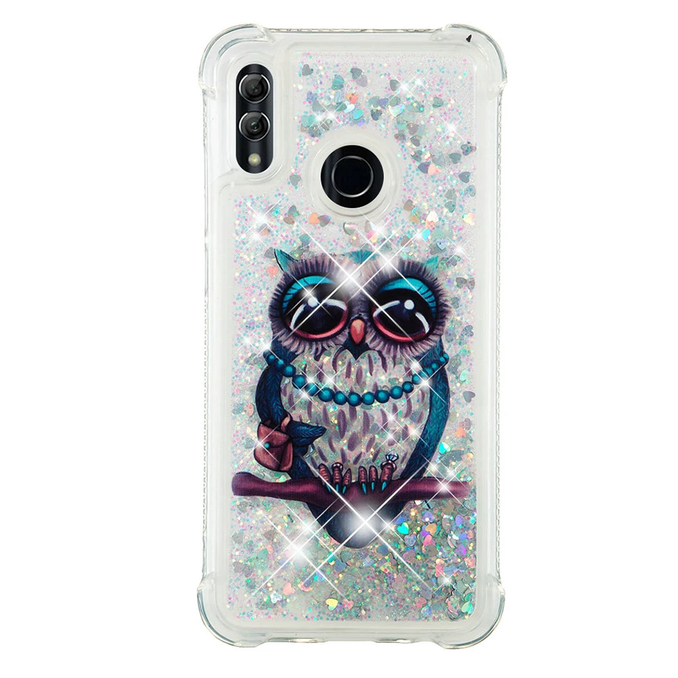 Gray Owl Блестящий Жидкий чехол с блестками для huawei Honor 10 Lite mate 20 Pro P30 Pro P20 P10 P9 P8 Lite P Smart Quicksand чехлы - Цвет: Gray Owl