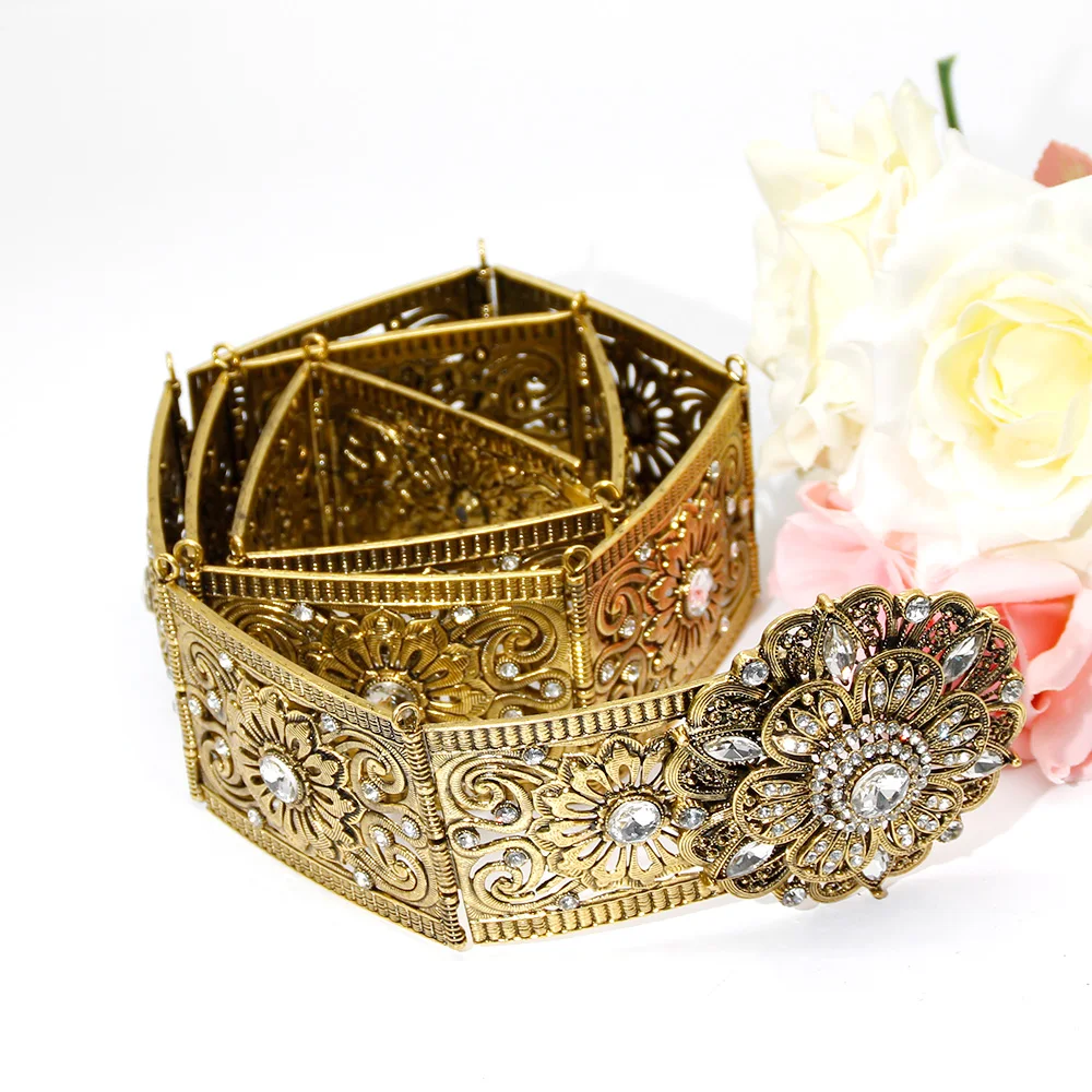 Новинка Женский металлический пояс в стиле ретро с цветами золотого и