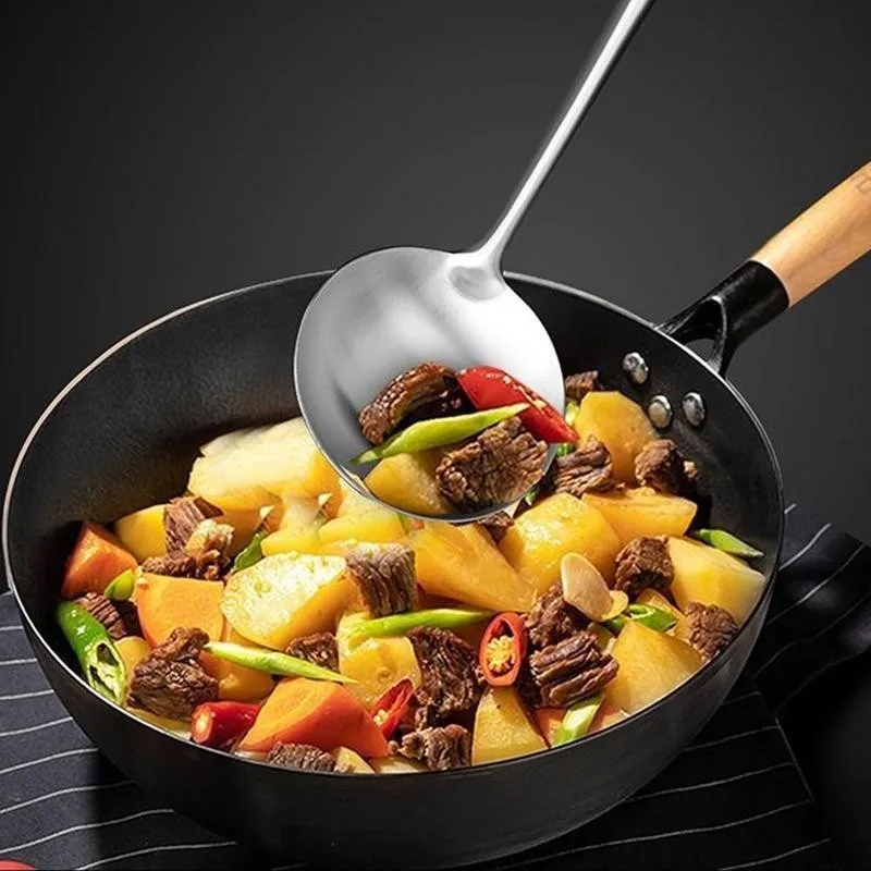 

1pcs Wok Spatula Steel Wood Long Handle Anti-hot Home Tool Spatula Spoon Shovel Kitchenware Non-stick Wok Kitchen R7N7