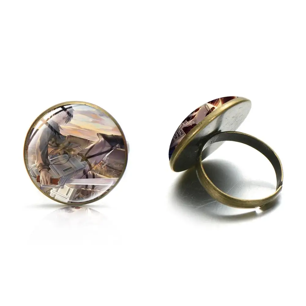 Attacking Giant Ring Anime Photo Glass Cabochon Men Women Jewelry For Fans Bronze Silver Color | Украшения и аксессуары