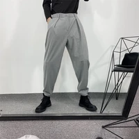 mens sports pants spring and autumn new pure color tide mens casual pants simple roll pant legs fashion loose pants