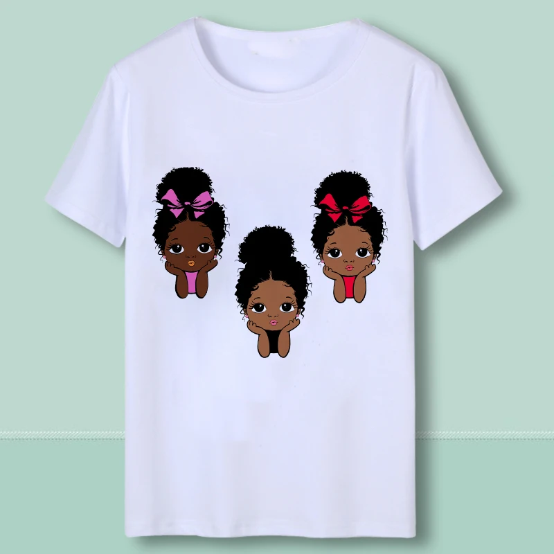 Милая маленькая черная футболка с принтом меланина для девочек и мальчиков