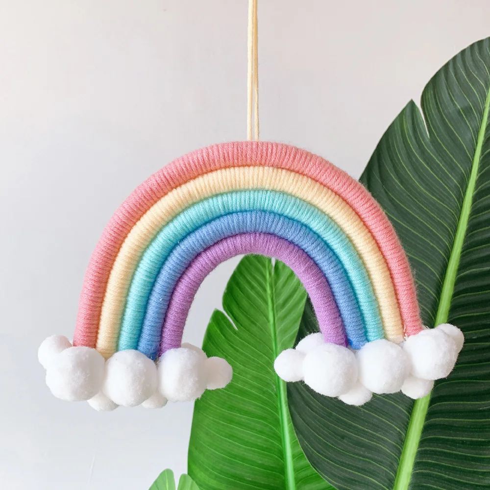 

Decorative Ins Style Home Children's Room Decoration Pendant Hand-woven Cloud Rainbow Pendant Wall Decoration Pendant