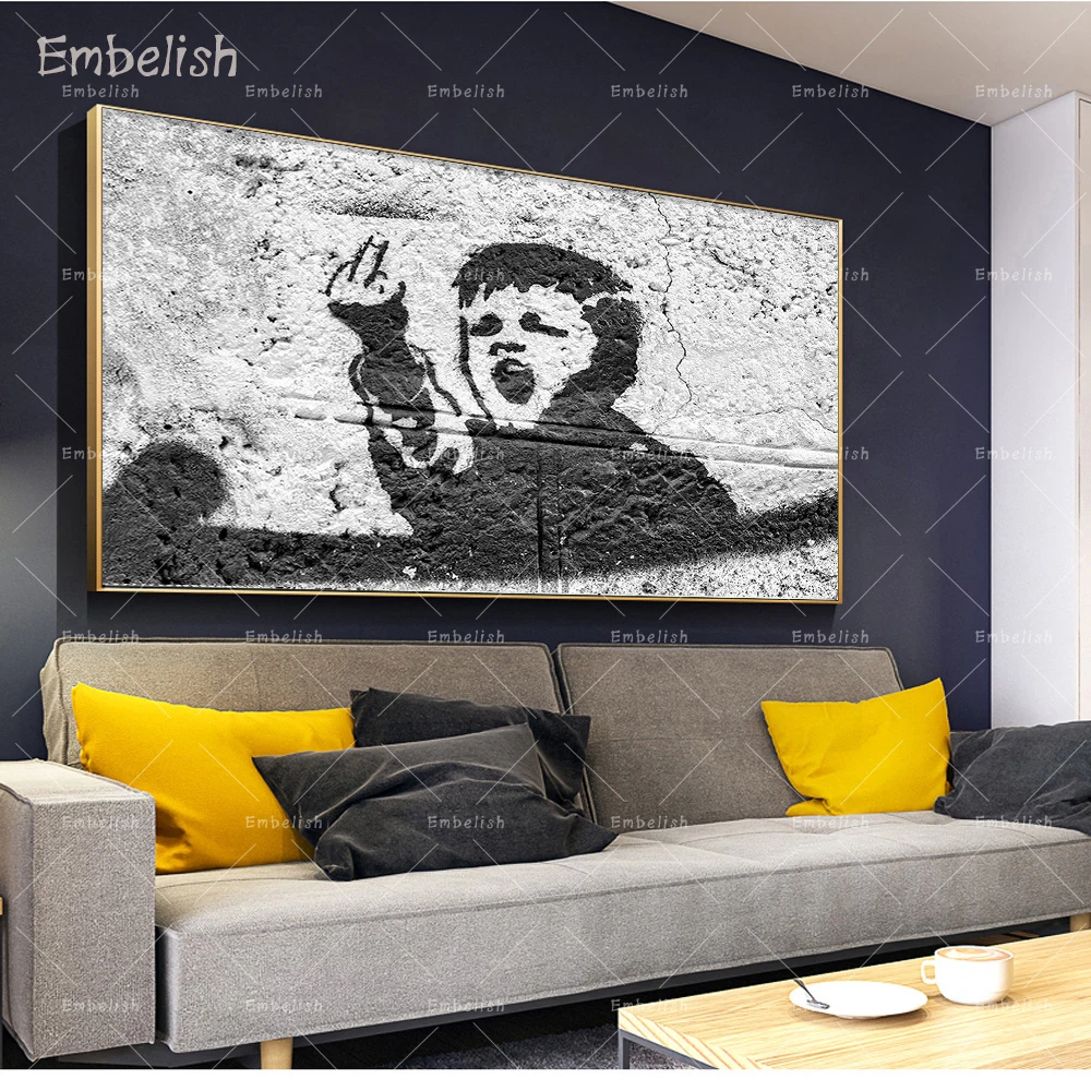 

Embelish 1 Pieces Graffiti Wall Pictures For Living Room Angry Kid HD Print Canvas Paintings Modern Home Decor Bedroom Posters