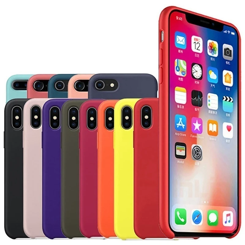 For iPhone 11 Silicone Case with Logo Original Phone Cases Apple i SE 2020 11pro MAX XS XR X 8 7 6 s Plus Back Cover | Мобильные