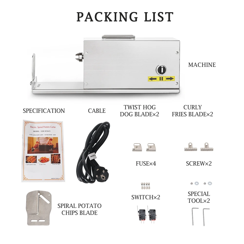 

Twister Potato Tornado Slicer Machine Automatic Spiral Cutter Vegetable slicer Twister Food Processor 110/220v Potato Cutter CE
