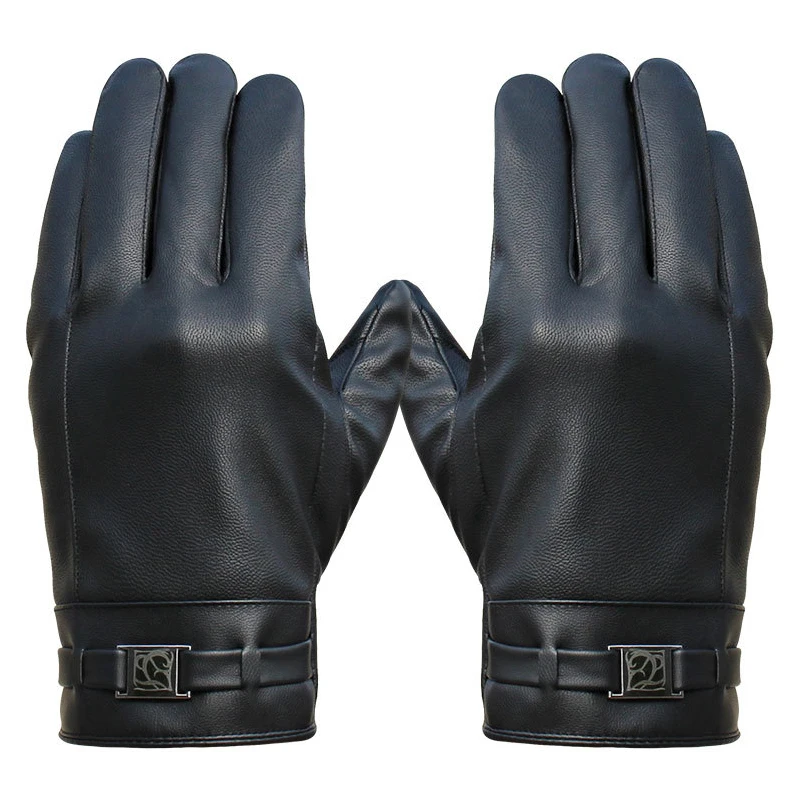 

Men's Winter Gloves Washed Leather Touch Screen Warm Gloves Windfproof Riding Plus Velvet Business Mittens Elegant
