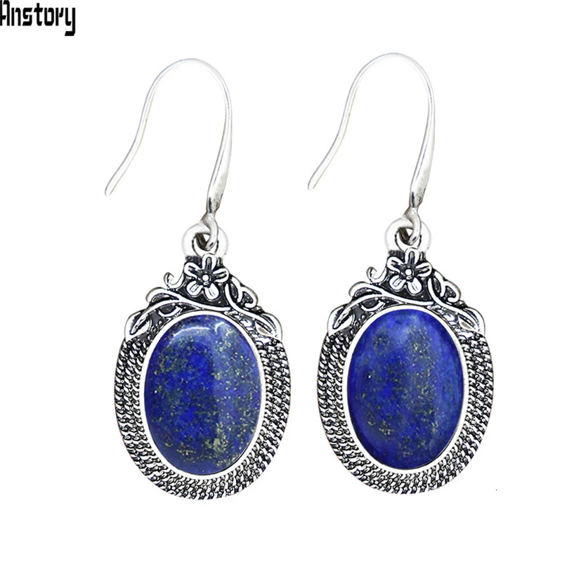 Natural Lapis Lazuli Натуральный кварц Lapis серьги из нефрита для женщин Винтаж натуральный камень аметисты ювелирные изделия - Окраска металла: Natural Lapis Lazuli