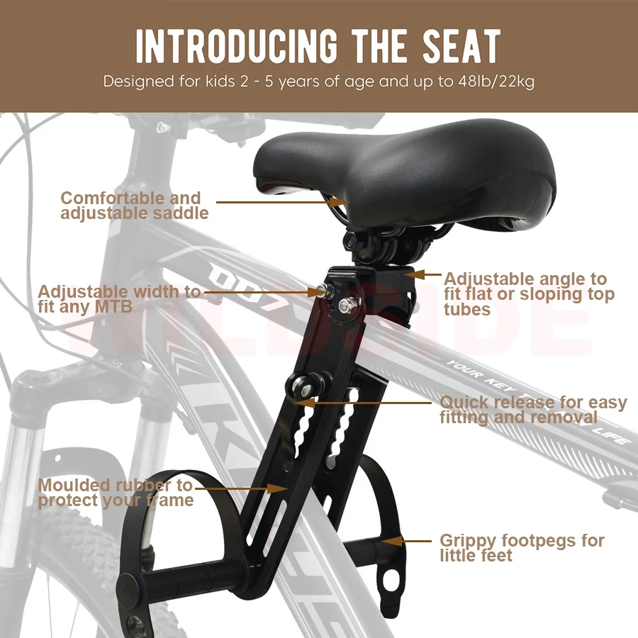 Установленный спереди детей горный велосипед сиденье для горного велосипеда велосипедная Рама От 2 до 5 лет