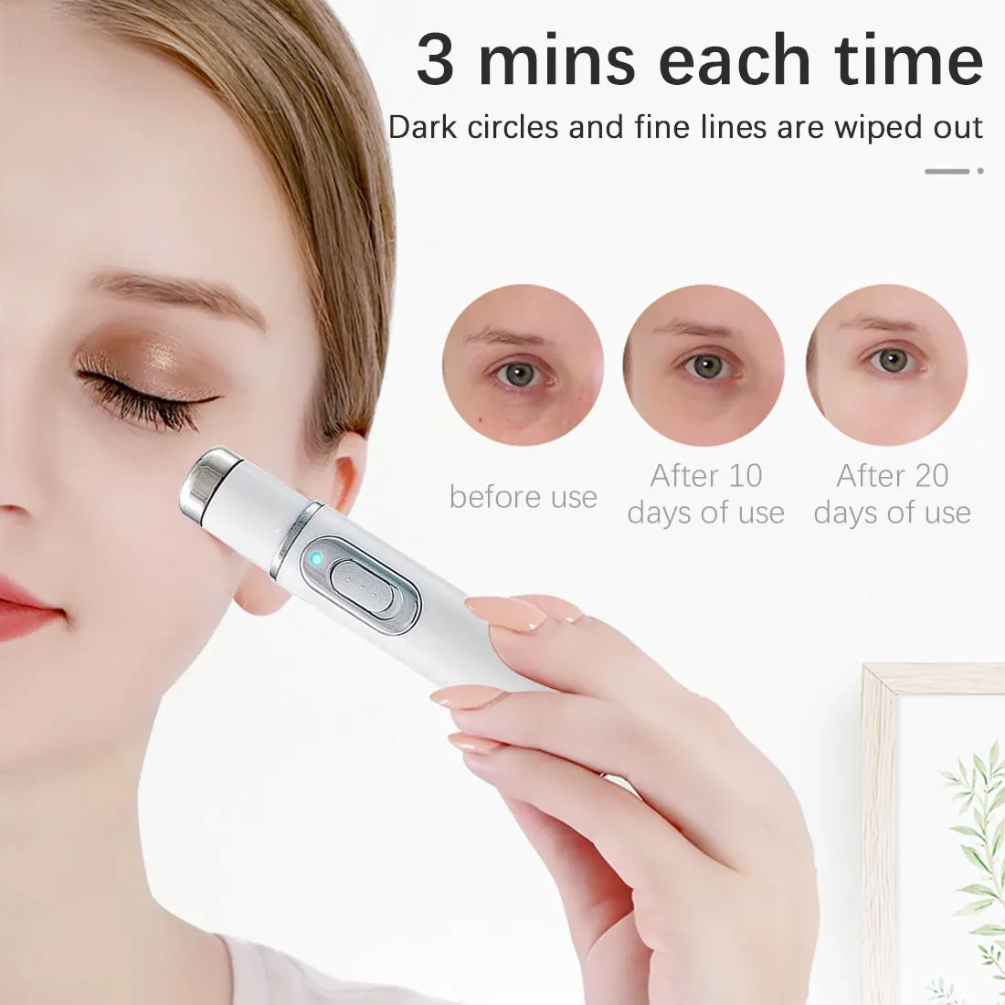 

Newly electric vibrating eye massager to remove dark circles and puffiness, skin rejuvenation beauty massage portable pen