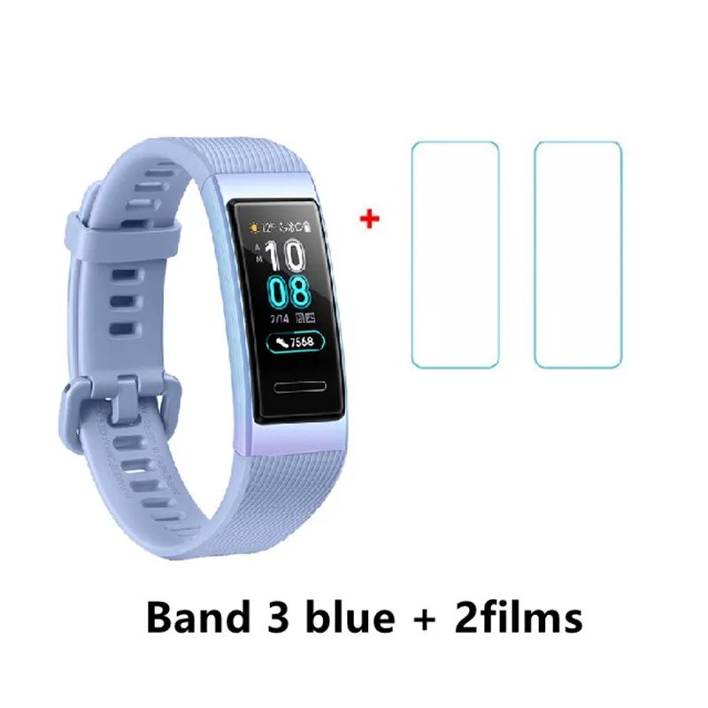 3 blue n 2 films huawei Band 3/3 Pro, смарт-браслет, gps, металлическая рамка, Amoled, цветной сенсорный экран, датчик сердечного ритма, трекер сна - Цвет: 3 blue n 2 films
