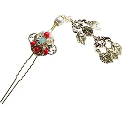 

Chinese Red Agate Pearl Hairpin Hair Sticks Hair Accessories Golden Tassels For Long Hair Women Wedding Antique cheongsaor Hanfu