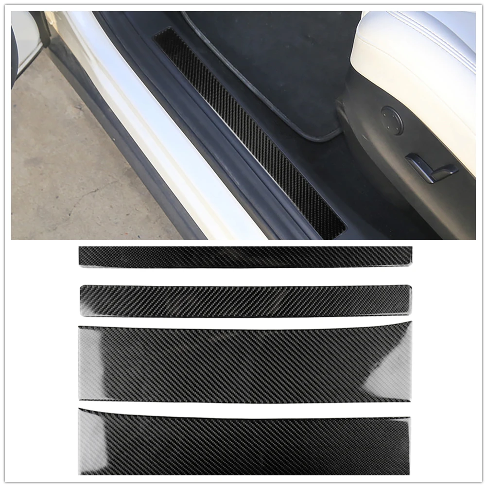 

For Tesla Model X Carbon Fiber Car Door Lower Sill Scuff Guard Cover Trim Threshold Pad Sticker Doorsill Panel Strip Decoration