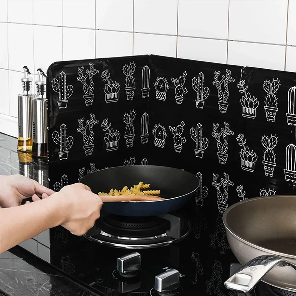 

Kitchen Aluminum Foil Frying Pan Oil Splash Screen Block Gas Stove Anti Splatter Shield Guard Cooking Oil Splash Proof Baffle
