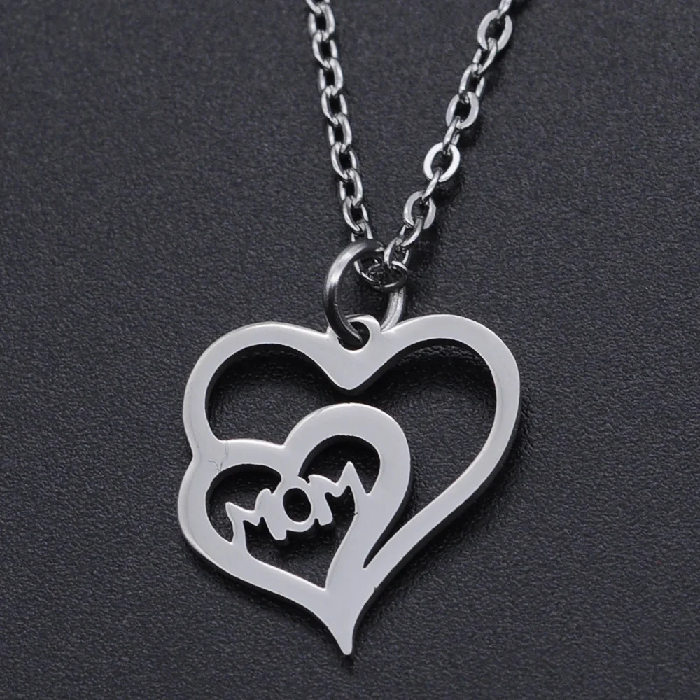 

Heart Mom Stainless Steel Charm Necklace for Women Fashion Jewelry Necklaces Accept OEM Order Wholesale Dropshipping