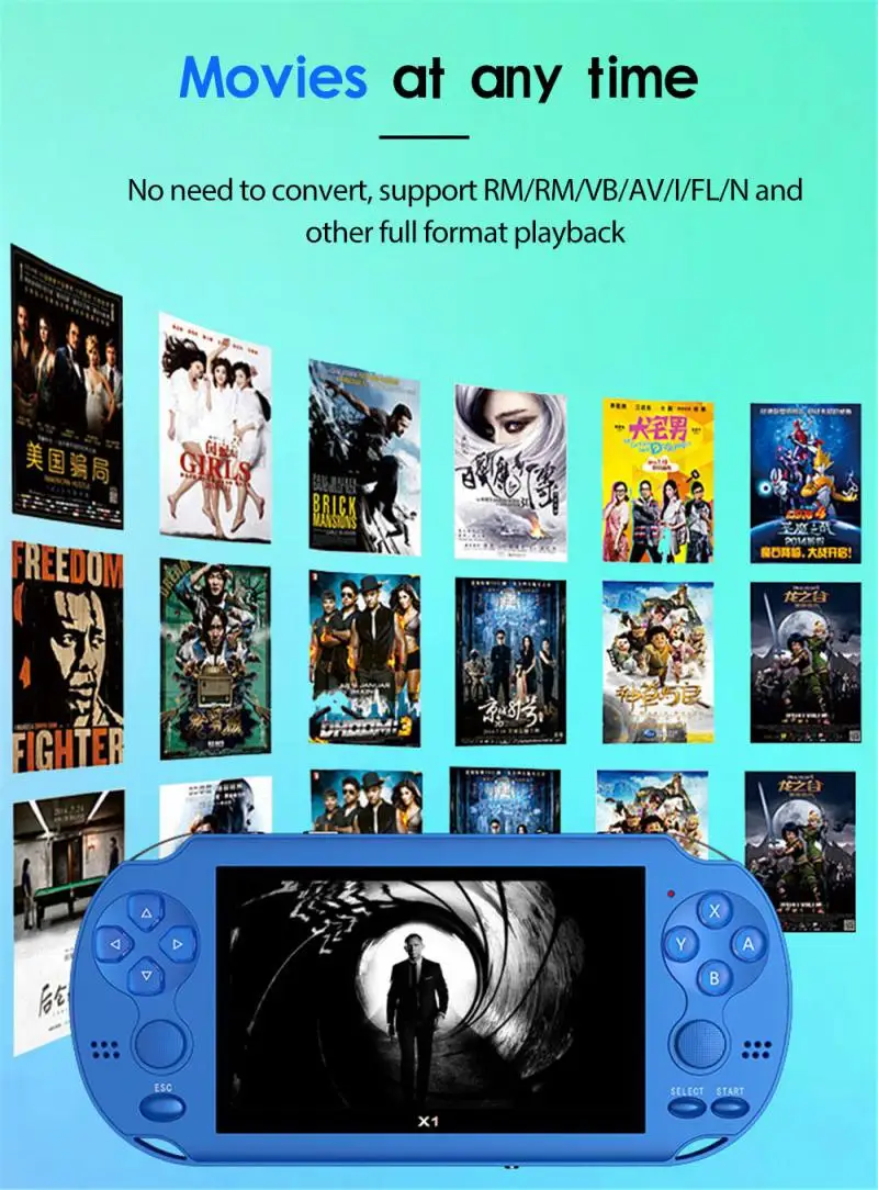 Игровая консоль X1 4 3 дюйма 8 ГБ портативная игровая PSP 128 бит ретро со встроенными