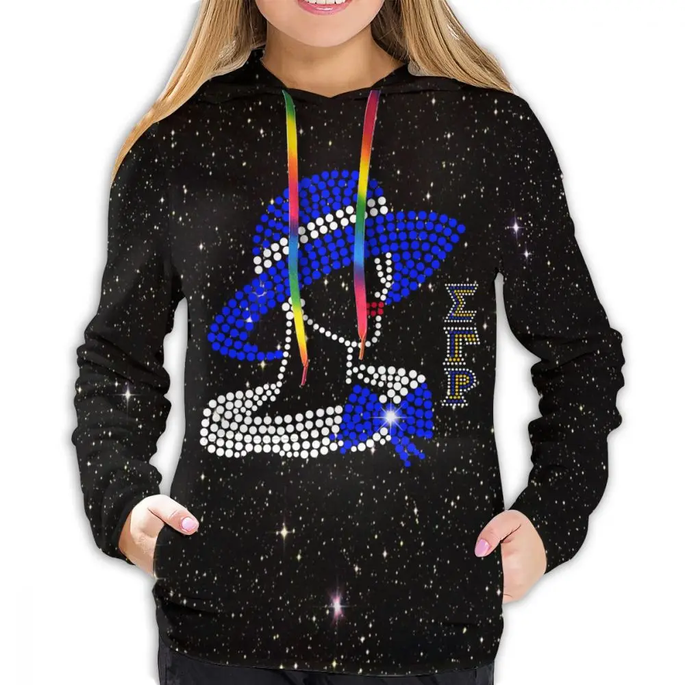 

Sigma Gamma Rho Womens Fuzzy Fleece Pullover Hoodies Color Block Tie-Dye Printed Hooded Long Sleeve with Pockets