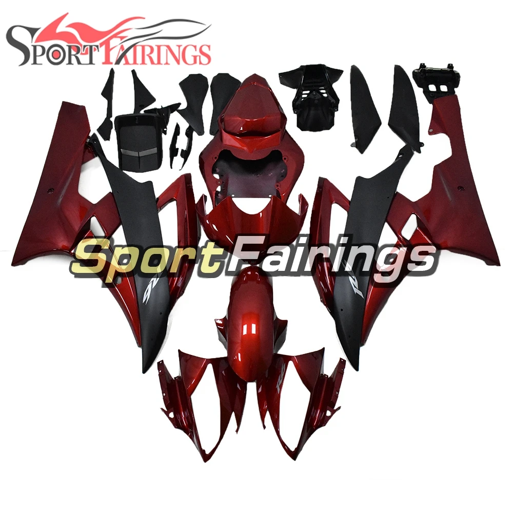 

Motorcycle Fairings For Yamaha YZF R6 2006 2007 YZF-R6 06 07 ABS Plastic Injection Wine Red Black Bodyworks Hulls Kit