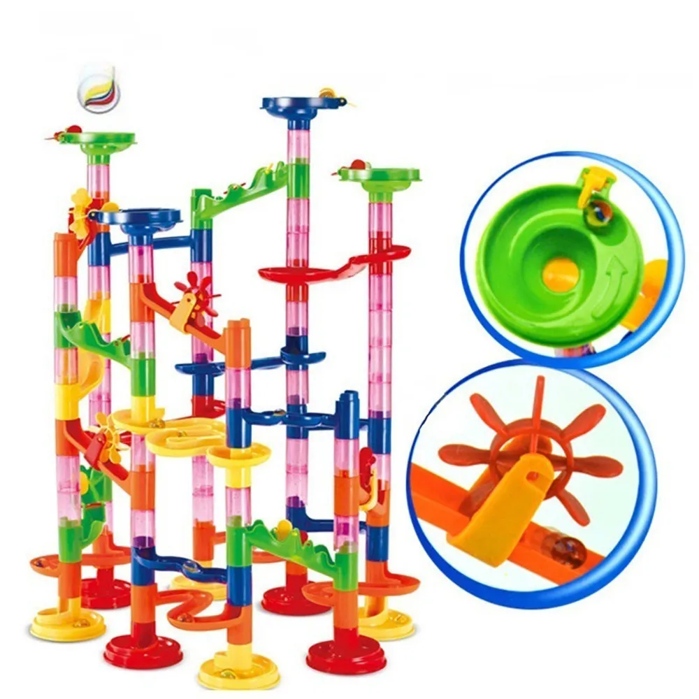 

Plastic House Building Blocks Toys DIY Maze Balls Track Construction Marble Run Educational Toys For Children