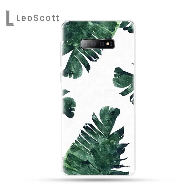 

Tropical banana leaf leaves green plant Phone Case For Samsung Galaxy S5 S7 S8 S9 S10 S10e S20 edge plus lite