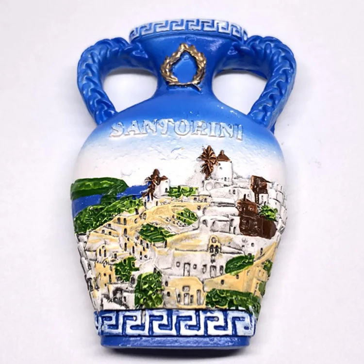 refrigerator decoration irish dwarf cartoon character santorini greek house belgium greece travel resin stickers fridge magnet free global shipping