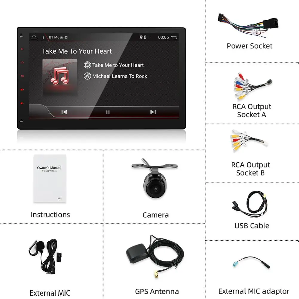 Quad 4 Core 2 Din Android 10.0 Car Radio DVD Player 10.1 Inch 1024*600 HD GPS Navigation Head Unit Stereo Auto AUX IN | Автомобили и
