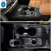 center console gear shift box control decor panel cover trim fit for cadillac xt4 2019 2022 black brushed interior accessories