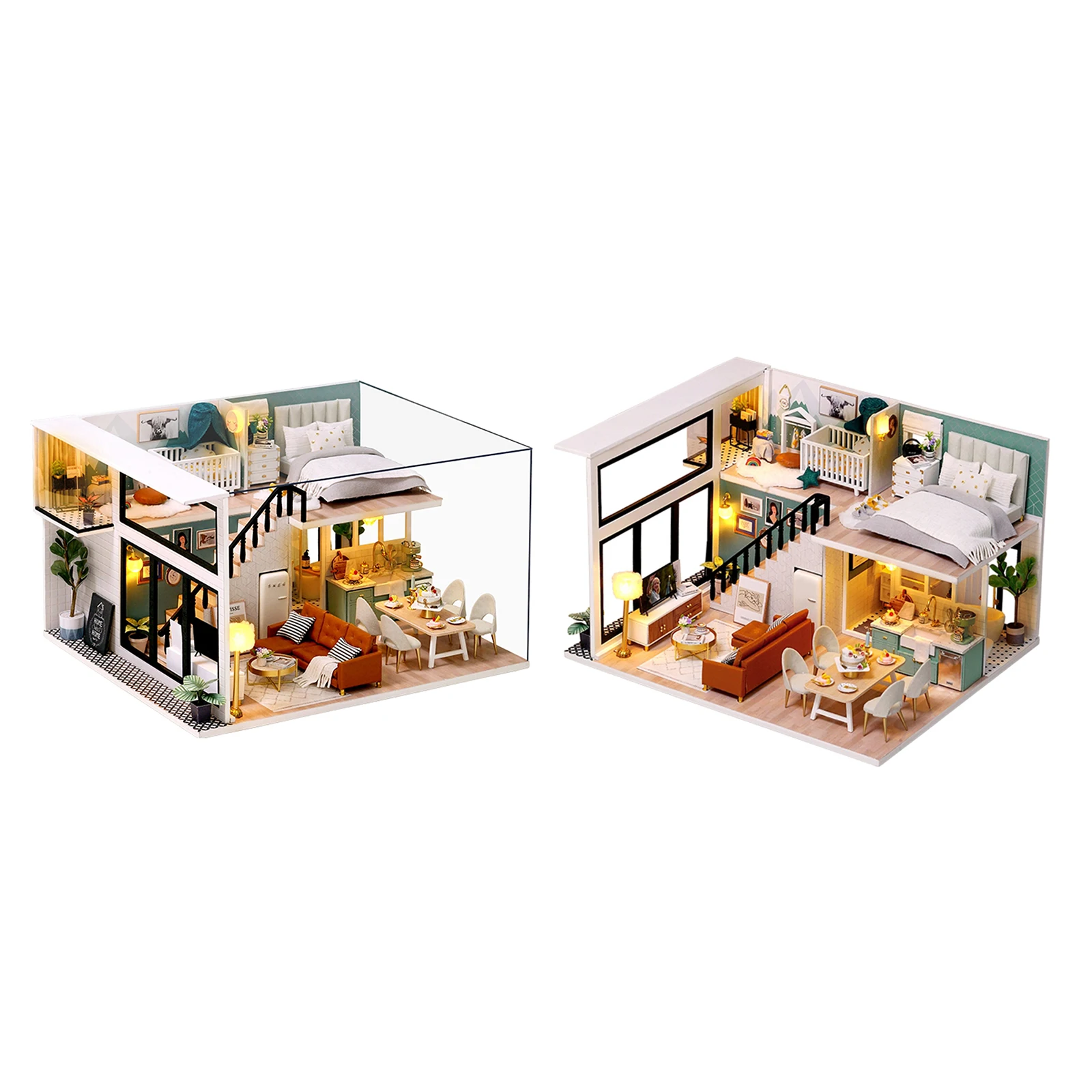 

DIY Miniature Wooden Dollhouse Model 12th and LED for Girls Home Decor