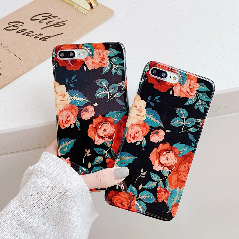 N1986N для iPhone X XR XS Max 6 6s 7 8 Plus чехол телефона художественный винтажный розовые цветы