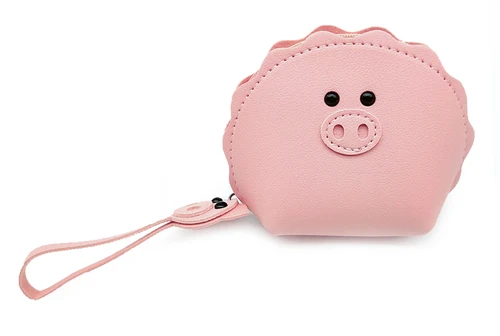pink Кошелек для монет из искусственной кожи с рисунком поросенка из мультфильма, прозрачный кошелек, кошелек для мелочи на молнии, подарок для девочки, мини-кошелек, кошелек для карт, держатель для карт - Цвет: pink
