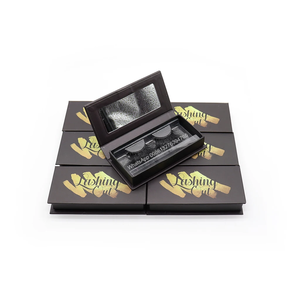 

Private Label Pure Black Eyelash Empty Box With Mirror 5D Mink Eyelashes Long Lasting Mink Lashes Natural Dramatic Eyelash