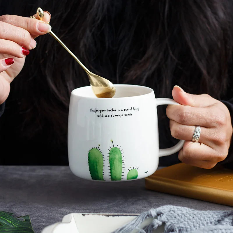 Креативная керамическая кружка с изображением черепахи кактуса свежих растений