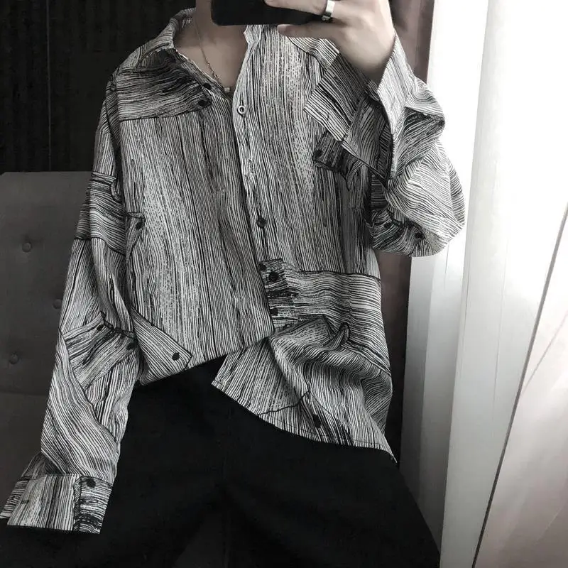 Новинка Весна 2021 японская модная винтажная рубашка для мужчин свободная