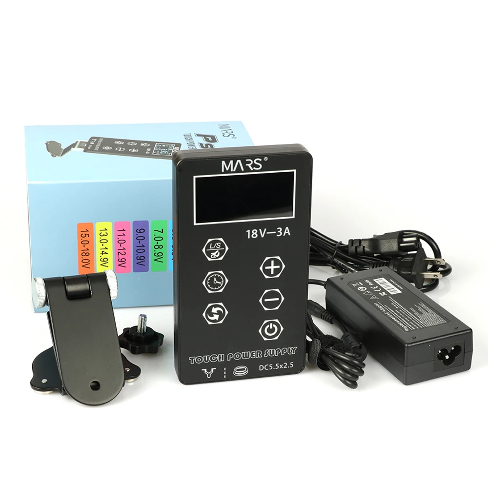 

Tattoo Power Supply Digital LCD Liner Shading and Pedal Mode MARS PS-3 Intelligent 3-18V Bronc Source for Tattooing Machine