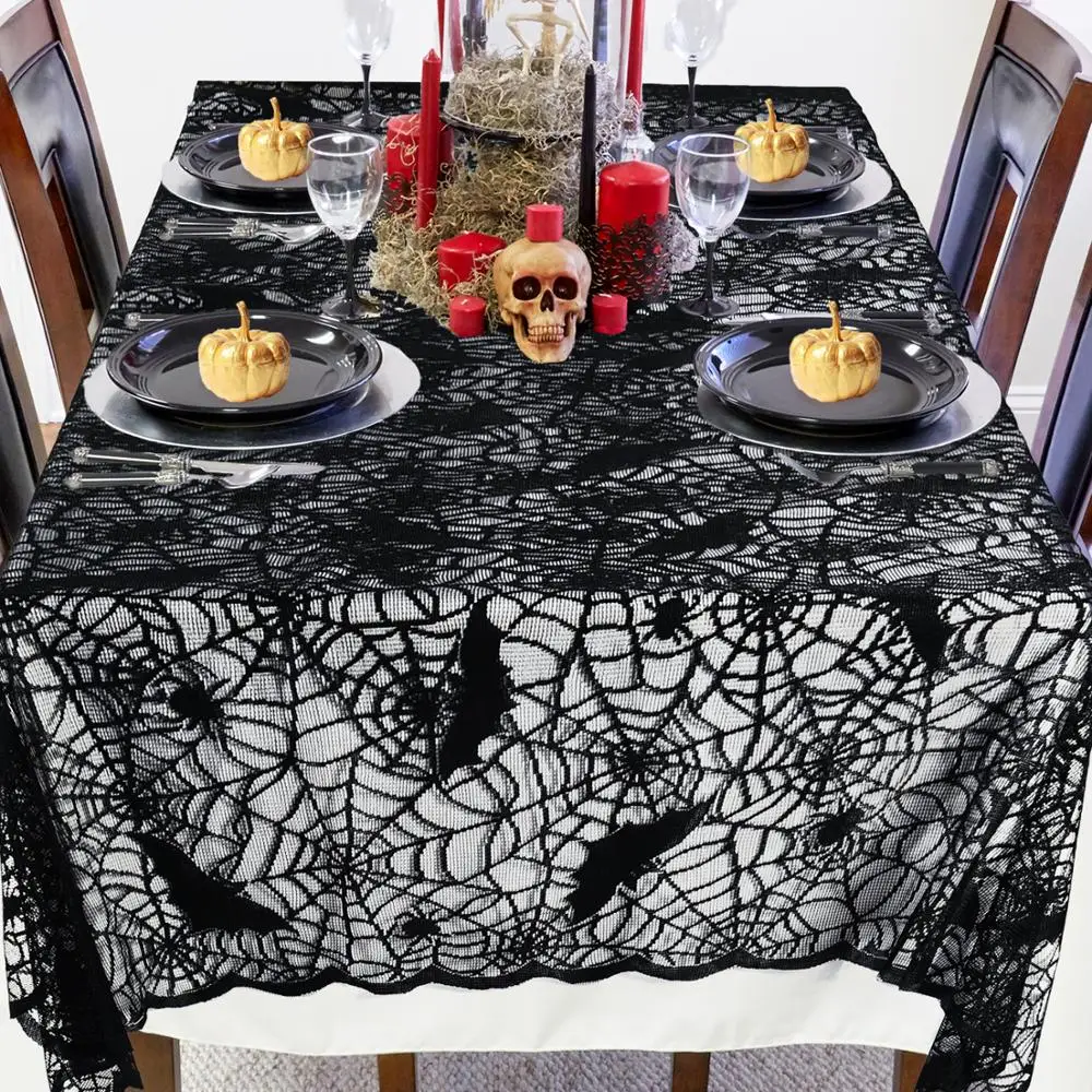 Тематическая вечеринка Хэллоуин Паутина Летучая мышь скатерть черная летучая