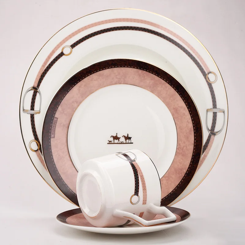 Конский дизайн тарелка стейк плоский лоток 10 дюймов кофейная чашка и блюдце