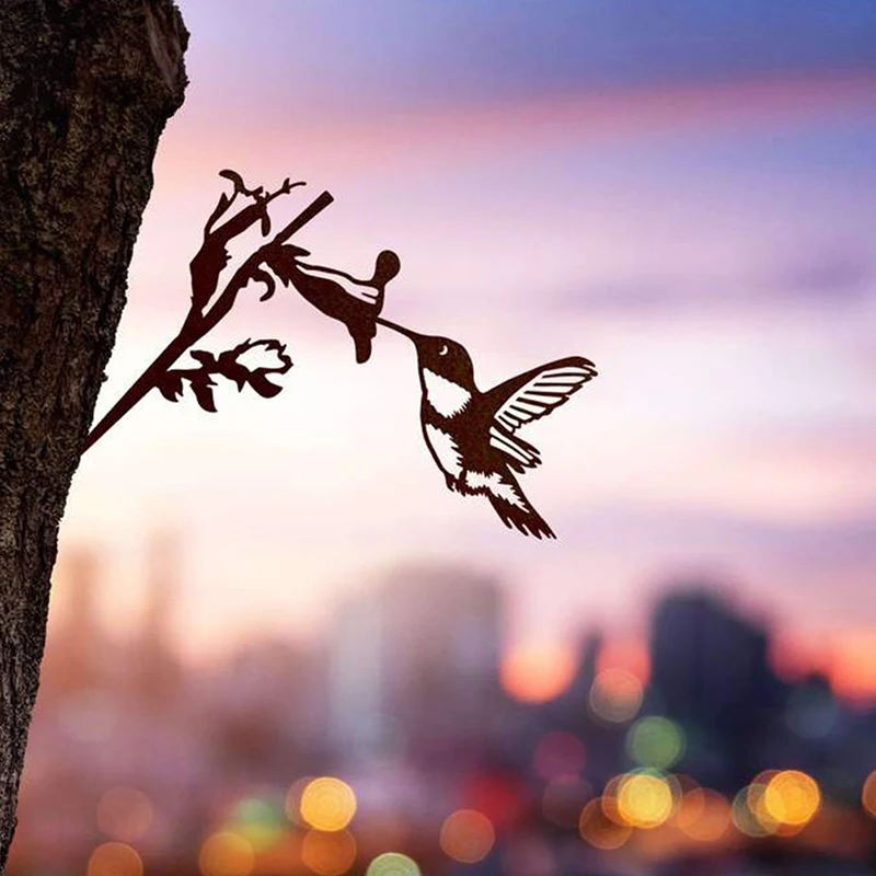 Металлические украшения в виде птиц искусство на дереве металлический двор