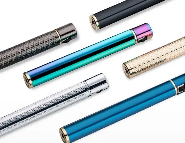 Мини ветрозащитная сигарета газовая струйная бутановая зажигалка креативный тонкий тип спички многоразового кремневого шлифовального круга зажигалка для сигар