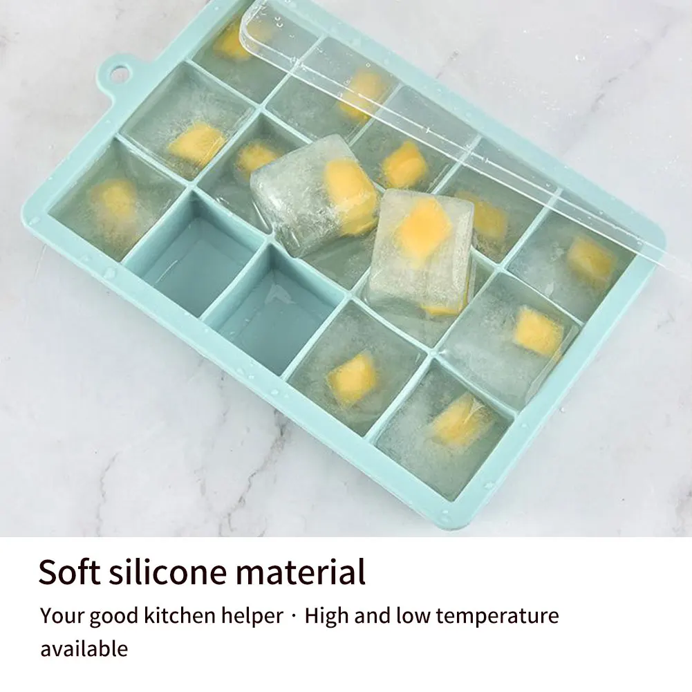 

15 Grids Ice Cube Mold Tray Silicone Chocolate Ice Cream Jelly Candy Pudding Mold Maker Mold Easy Release Frozen Box Holder 4PCS