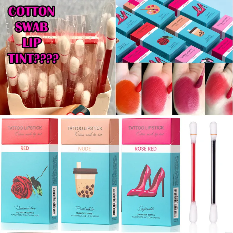 20 шт./кор. ватным тампоном тинт для губ Матовая жидкая губная помада сигарета