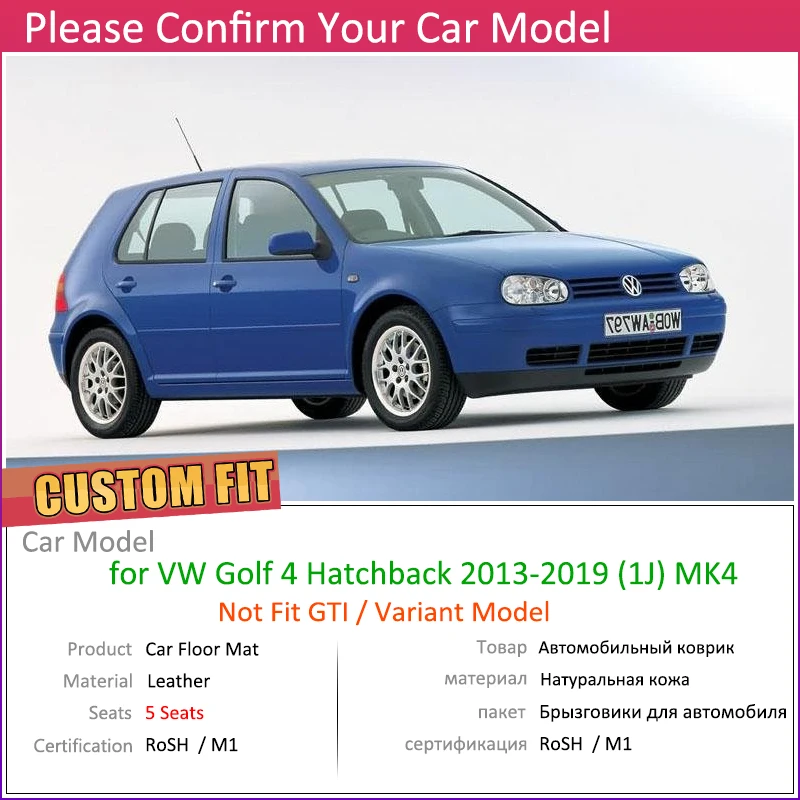 Пользовательские автомобильные кожаные Коврики для Volkswagen VW Golf 4 Hatch MK4 1J 1998~ 2004 5 мест коврик для ног Аксессуары для ковров 1999 2000 2001