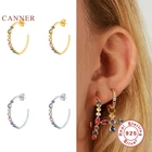 Автоклав серьги для Для женщин C-Тип разноцветный Цирконий 925 пробы Серебряный пирсинг серьги простые геометрические тонкой Pendientes